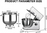 Кухонний комбайн BOMA BM-801 Міксер 6 літрів Професійний тістоміс для дому Планетарний міксер з чашею, фото 10