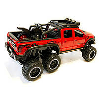 Машинка металева дитяча Ford Raptor з мотоциклом позашляховик, червоний, Автоексперт, 1:24, світло, інерція, відкриваються двері,, фото 5