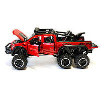 Машинка металева дитяча Ford Raptor з мотоциклом позашляховик, червоний, Автоексперт, 1:24, світло, інерція, відкриваються двері,, фото 6