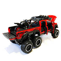Машинка металева дитяча Ford Raptor з мотоциклом позашляховик, червоний, Автоексперт, 1:24, світло, інерція, відкриваються двері,, фото 7