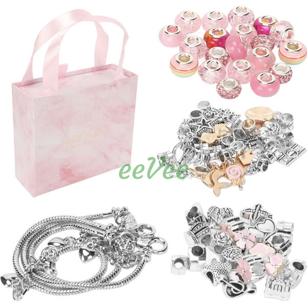 Набор для создания украшений шарм браслетов и подвесок из бусин в подарочной коробке Розовый (60103) - фото 4 - id-p1872243796