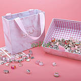 Набір для створення прикрас шарм браслетів та підвісок з намистин у подарунковій коробці Рожевий (60103), фото 9