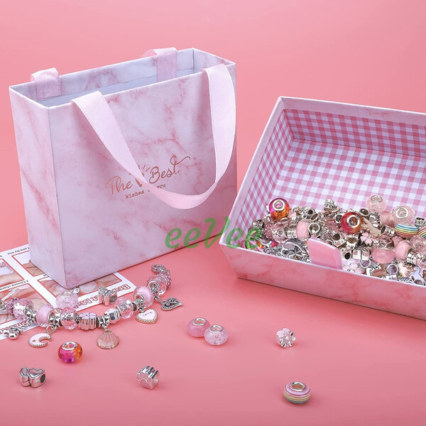 Набор для создания украшений шарм браслетов и подвесок из бусин в подарочной коробке Розовый (60103) - фото 9 - id-p1872243796