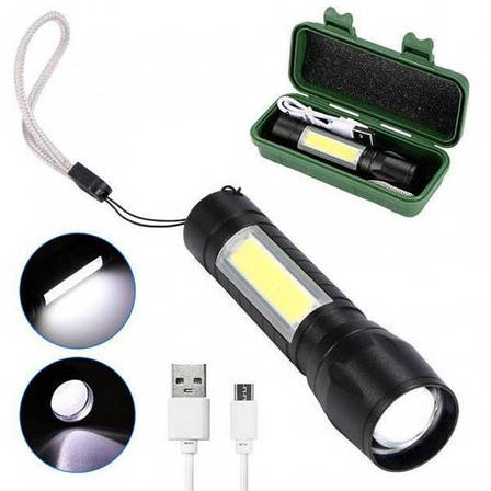 Ліхтар яскравий акумуляторний USB кишеньковий у кейсі Q5 зум, фото 1
