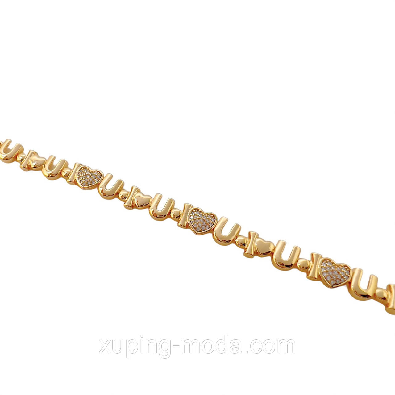 18.5 см х 7 мм. Браслет «I ❤️u» xuping, 18k, фото 1