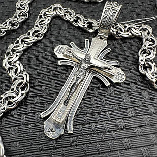 Срібний чоловічий комплект ланцюжок із хрестом срібло 925 проби