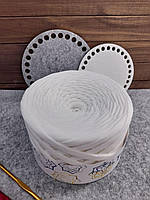 Пряжа трикотажна "Trikolino", товщина 7-9 мм, довжина 50 м, вага 170 гр, колір парне молоко