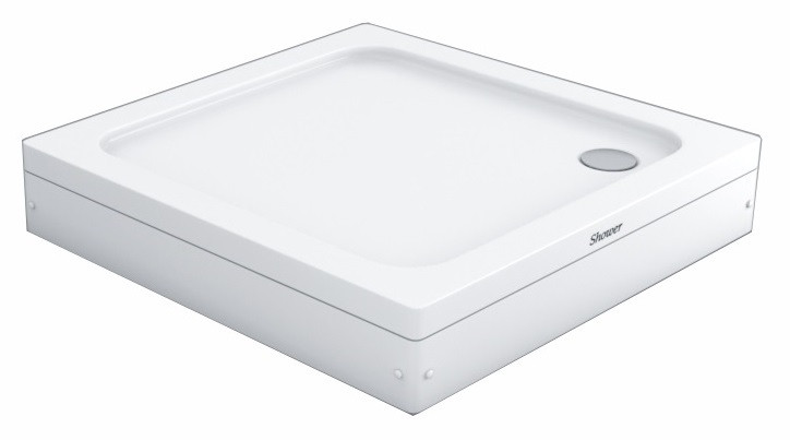 Душовий піддон 80x80x15см Shower Frodi квадратний акриловий для душу з передньою панеллю ніжками