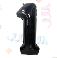 Цифра 1 чорна, куля фольгована повітряна 70 см Китай