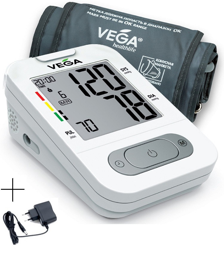Тонометр VEGA VA-350 з оринінальною манжетою 22-42см + адаптером гарантія 5 років