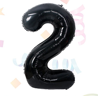 Цифра 2 чорна, куля фольгована повітряна 70 см Китай