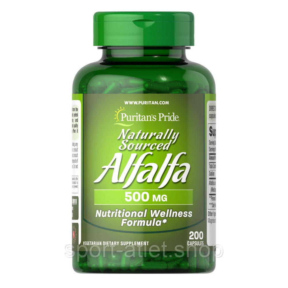 Натуральна добавка Puritan's Pride Naturally Sourced Alfalfa 500 mg, 200 капсул