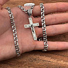 Комплект із чорненого срібла 925 проби ланцюжок та православний хрестик, фото 3