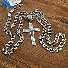 Комплект із чорненого срібла 925 проби ланцюжок та православний хрестик, фото 4