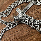 Комплект із чорненого срібла 925 проби ланцюжок та православний хрестик, фото 5