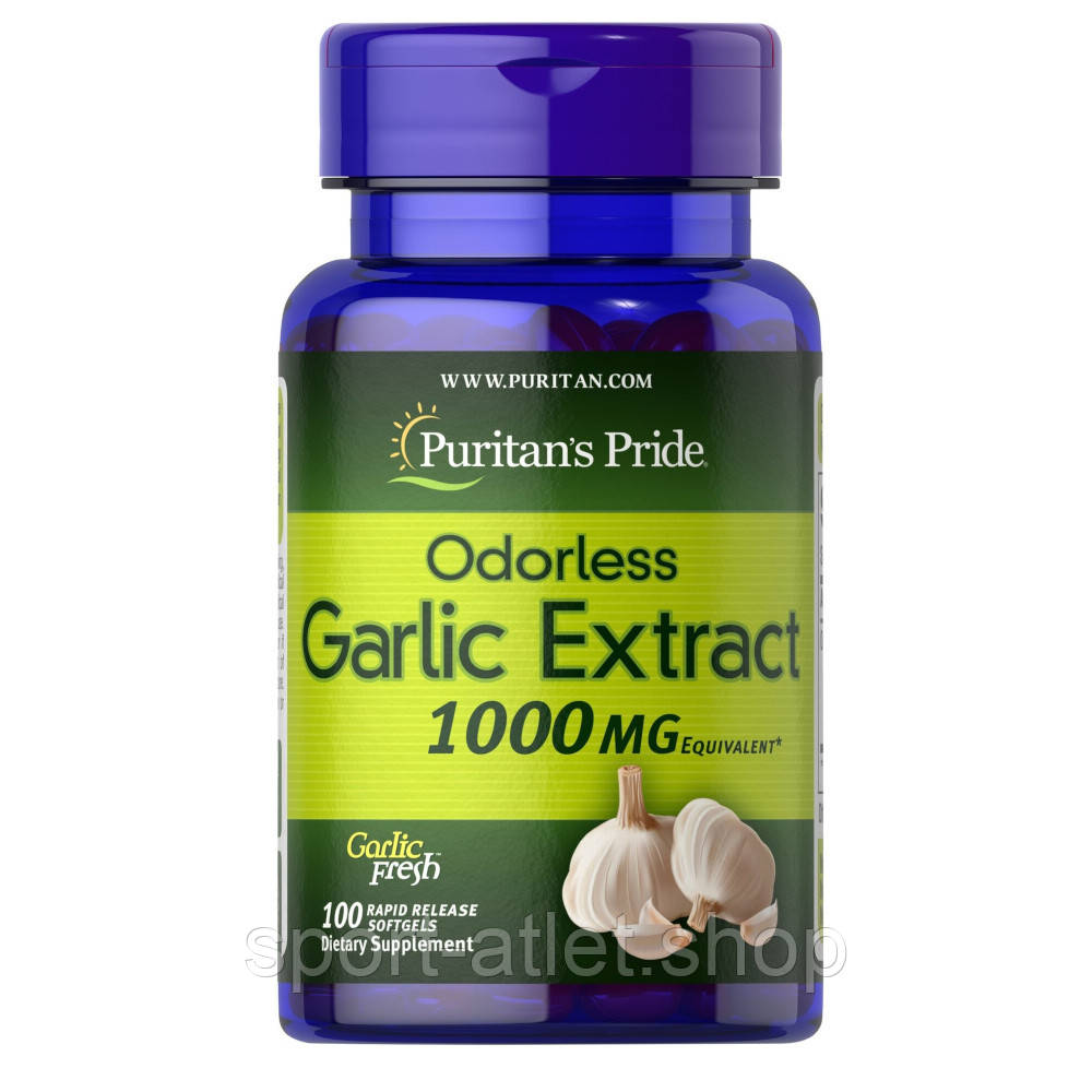 Натуральна добавка Puritan's Pride Odorless Garlic 1000 mg, 100 капсул