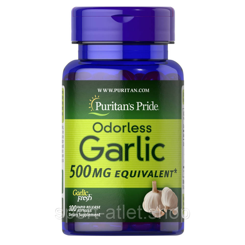 Натуральна добавка Puritan's Pride Odorless Garlic 500 mg, 100 капсул
