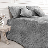 Покривало велюрове ТЕП "VELOUR" Розмір євро 220x240 Колір - сірий