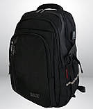 Рюкзак чоловічий чорний ортопедичний з USB місткий повсякденний, для ноутбука 15.6 - 17 дюймів, фото 3
