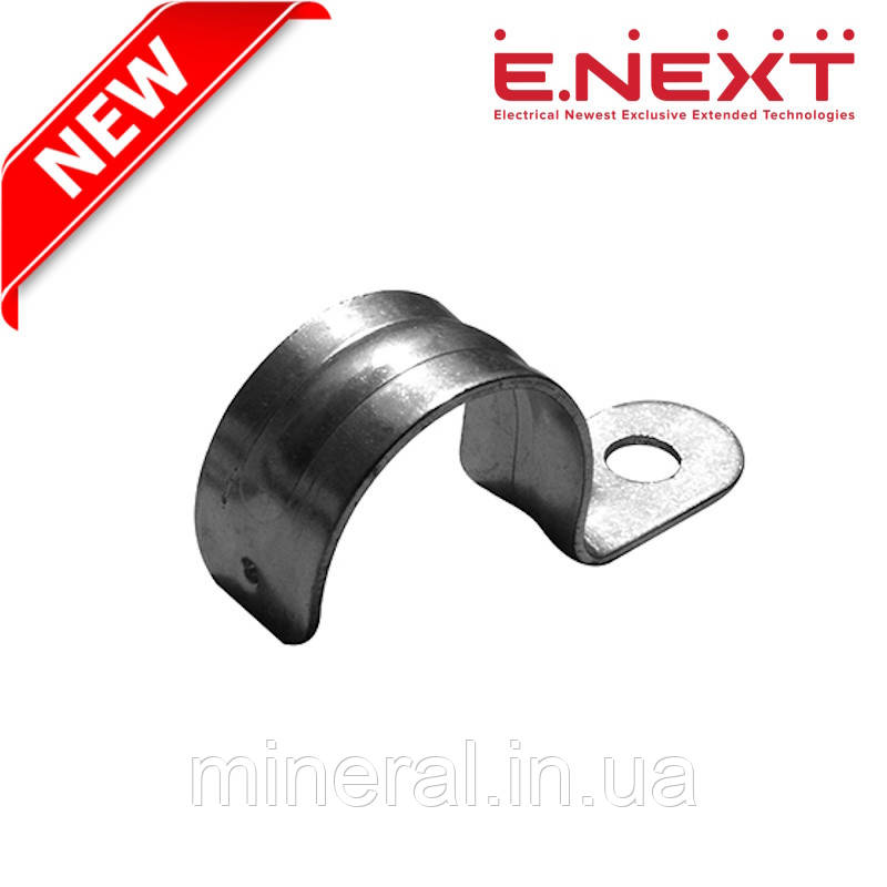 Скоба для металорукави 15 мм (1/2"), одностороння, Скоба металева, Кліпса, Монтажна скоба, E.NEXT