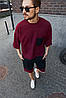 Чоловічий модний стильний комплект-двійка на хлопця спортивний костюм 2в1 чоловіча футболка шорти оверсайз бордо, фото 7
