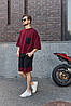 Чоловічий модний стильний комплект-двійка на хлопця спортивний костюм 2в1 чоловіча футболка шорти оверсайз бордо, фото 9