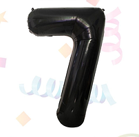 Цифра 7 чорна, куля фольгована повітряна 70 см Китай