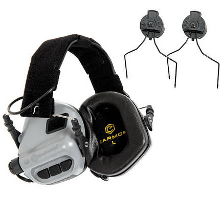 Навушники Активні Earmor M31 Grey + кріплення на шолом Earmor M11, фото 1