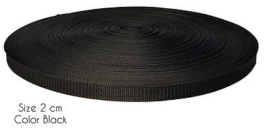 Ремінна стрічка Стропа Чорна 20 мм, рулон 50 м