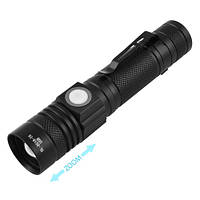 Ліхтар 518/8518-T6, 1х18650, затискач, zoom, ЗП microUSB, Box