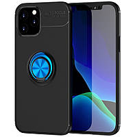 Чехол TPU Ring для Iphone 12 Pro бронированный Бампер с кольцом Black-Blue