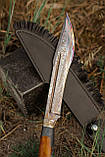 Мачете ручної роботи з дамаської сталі #2 зі шкіряними піхвами, 61 HRC, фото 6