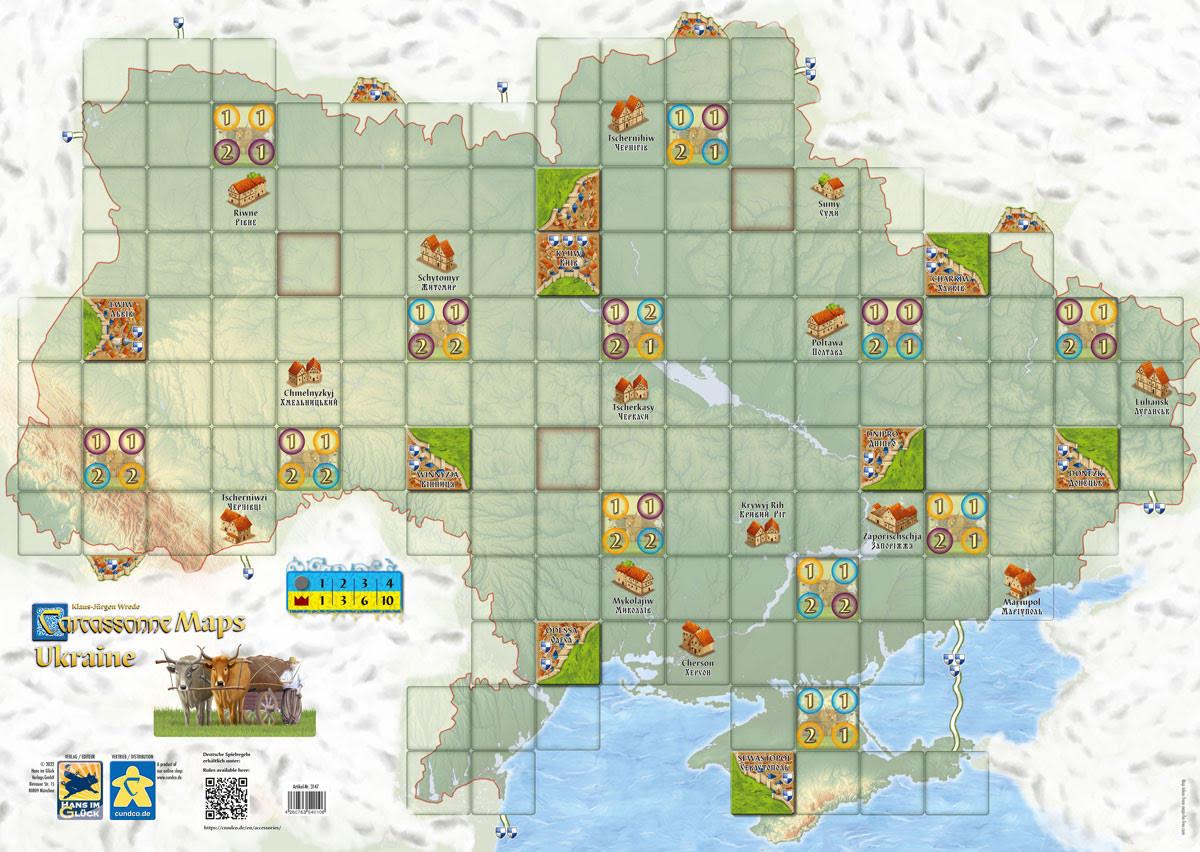 Карта Украины к игре Carcassonne (Каркассон)