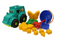 Детский пластиковый игрушечный сортер трактор Кузнечик №3 машинка для ребенка с набором для песочницы
