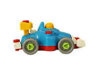 Детский пластиковый развивающий конструктор машинка Гонка для ребенка с отверткой машинка Голубой