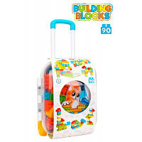 Детский пластиковый игровой Конструктор в чемодане с ручкой игрушечный чемодан с конструктором 90 деталей