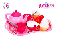Детский пластиковый игровой Кухонный набор ТехноК игрушечный набор посудки для чаепития для девочки с подносом