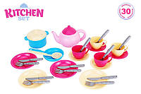 Детский пластиковый игровой Набор деткой посуды Маринка 11 ТехноК игрушечный набор посудки для девочки
