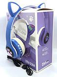 Бездротові дитячі Bluetooth навушники Cat Ear VZV-23M з котячими вушками Сині, фото 4