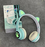 Бездротові дитячі Bluetooth навушники Cat Ear VZV-23M з котячими вушками Зелені, фото 3