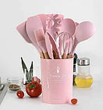 Набір кухонних предметів Silicone kitchen utensils set 12 предметів Рожевий, фото 3