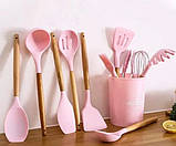 Набір кухонних предметів Silicone kitchen utensils set 12 предметів Рожевий, фото 4