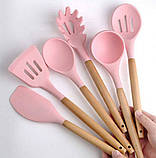 Набір кухонних предметів Silicone kitchen utensils set 12 предметів Рожевий, фото 7