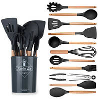 Набор кухонных предметов Silicone kitchen utensils set 12 предметов Черный