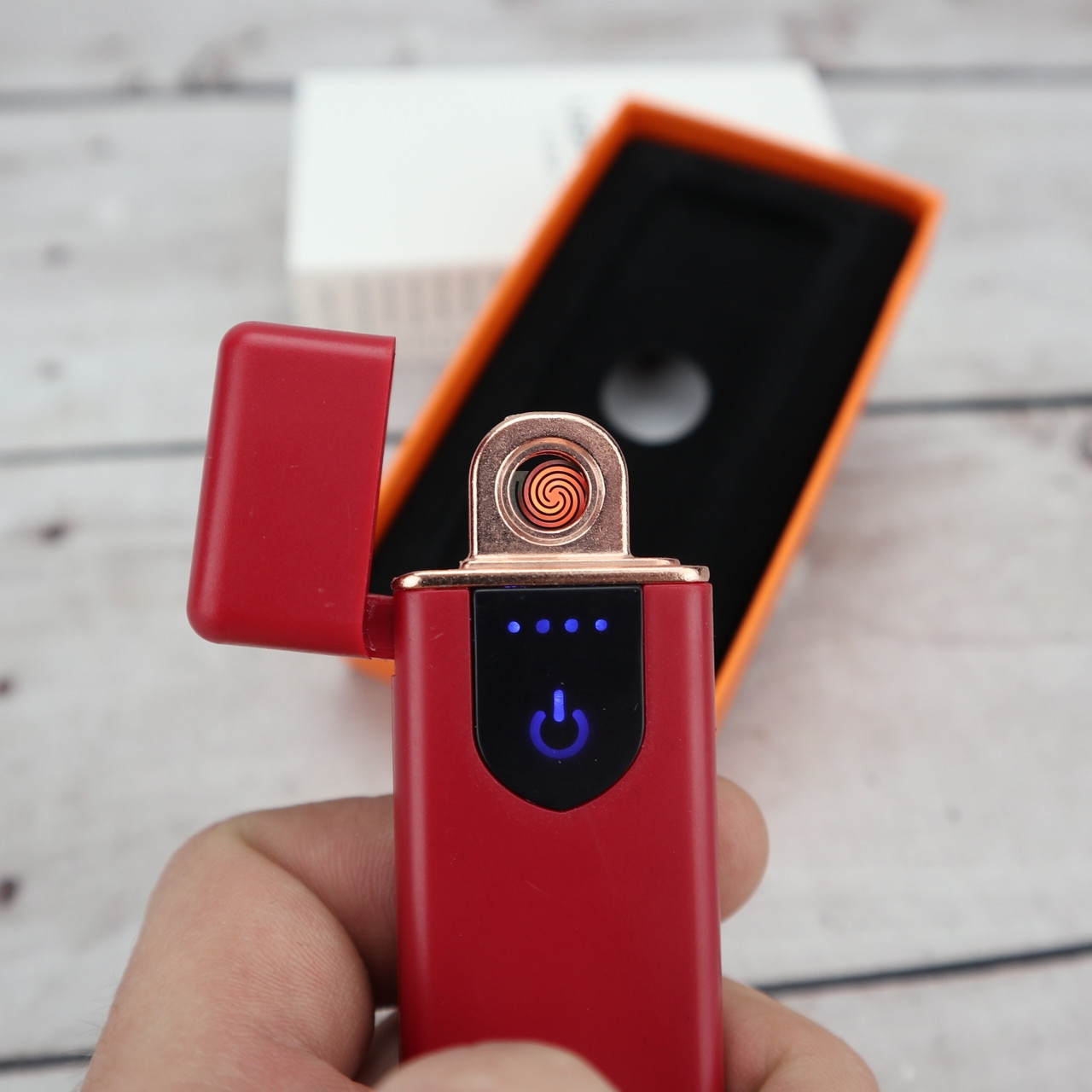 Аккумуляторная электро USB зажигалка сенсорная Пластиковая в подарочной  коробке Красная (Оригинальные фото) (ID#1872321228), цена: 204.80 ?, купить  на Prom.ua