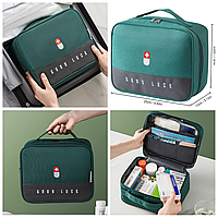 Велика аптечка для ліків зелена медична сумка-органайзер, кейс-валіза для зберігання медикаментів