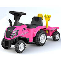 Каталка-толокар 658T-8 трактор с прицепом, звук, муз., свет, бат., кор., розовый.