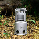 Титанова піч щепочниця туристична Tomshoo та титановий казанок titanium 750 мл зі складними ручками для походу туризму, фото 7