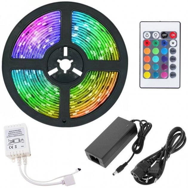 Світлодіодна RGB-стрічка Venom SMD 6060 5 м 12 V IP20 RGB (VST-6060120600-RGB) з пультом і блоком живлення