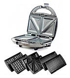 Мультимейкер 4в1 Crownberg CB-1076 електрична вафельниця горішниця сендвічниця бутербродниця бельгійська вафля, фото 2